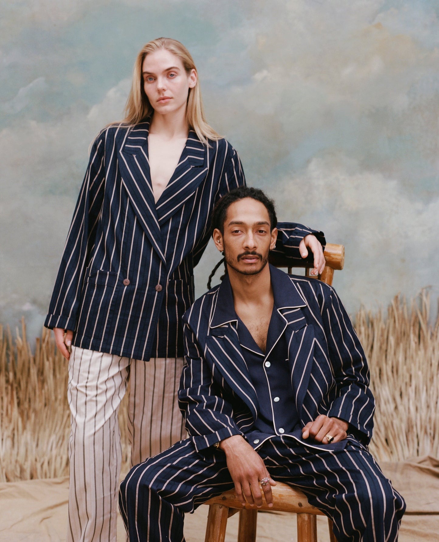 Easy-Going Jacket (Navy Jacquard Stripe)