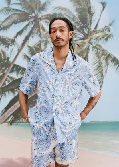 Palm Fronds Swim Trunks (Blue)