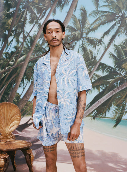 Palm Fronds Swim Trunks (Blue)
