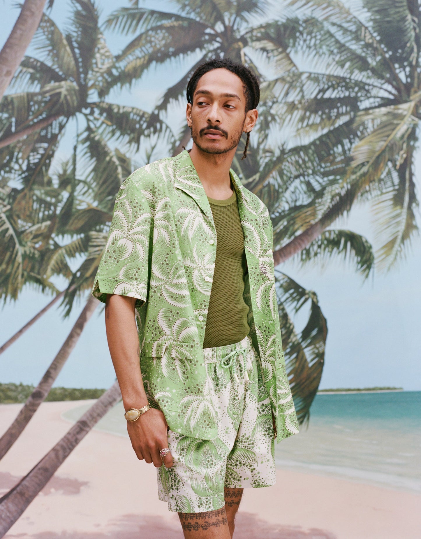 Palm Fronds Swim Trunks (Green)