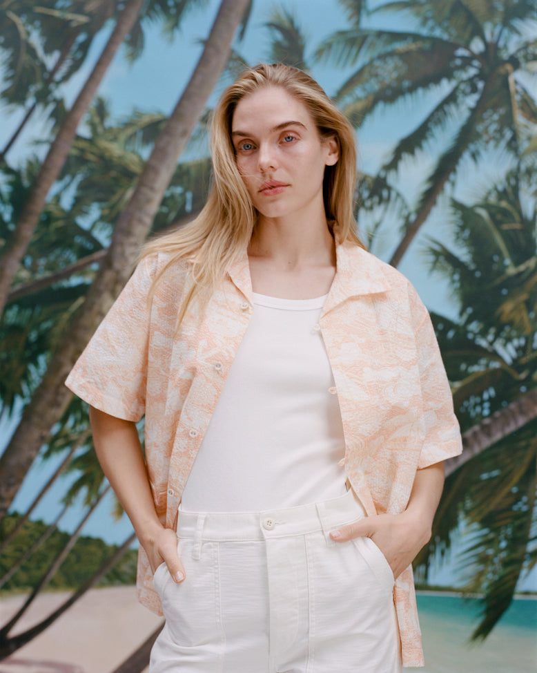Voyager Shirt (Coral Seersucker)