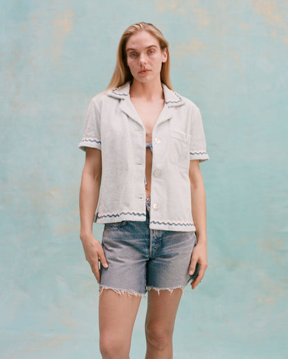 Customizable 'Rick Rack' Cabana ~ Crop Cut (Sky Blue)
