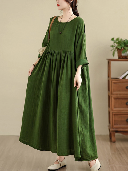 Elegant Women's Pleated Solid Color Smock Dress | Eva Trends