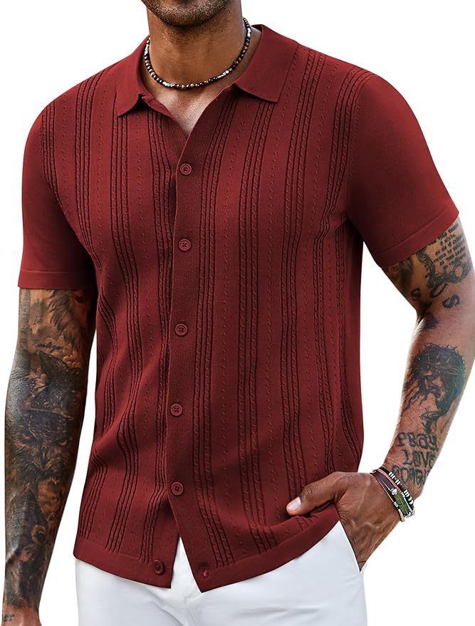 Men's Striped Hollow-Knit Slim Fit Sweater