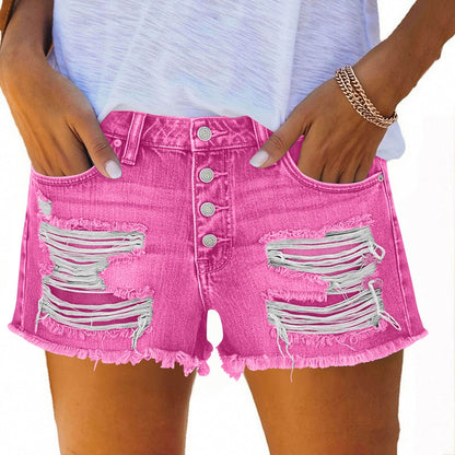 Women's Fringe Denim Shorts – Available in 7 Colors