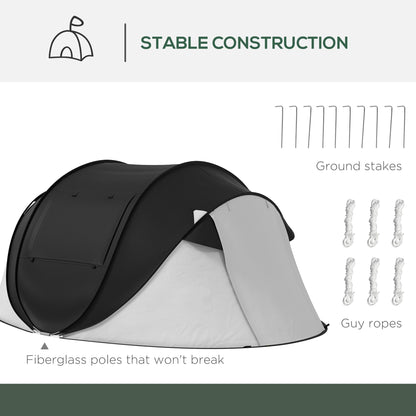 2–3 Person Pop-Up Tent with Porch – 3000mm Waterproof, Mesh Windows, Welded Floor & Carry Bag