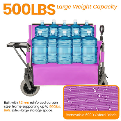 3-in-1 Collapsible Wagon with Bench & Folding Tabletop — 500 lb, 180L