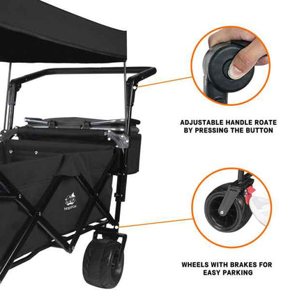 Heavy Duty Foldable Wagon with Canopy & Cooler Bag | All-Terrain Wheels