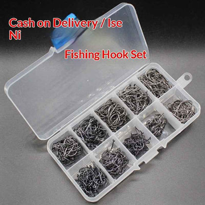 Alloy Fishhook Set with Eye – Sizes 3–12, Boxed (100 to 2000 Pieces)