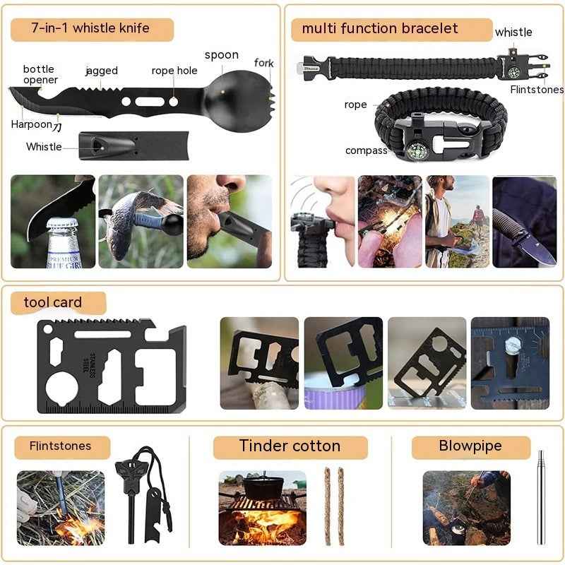 40-Piece Tactical Survival Emergency Kit – Outdoor & Emergency Preparedness Set