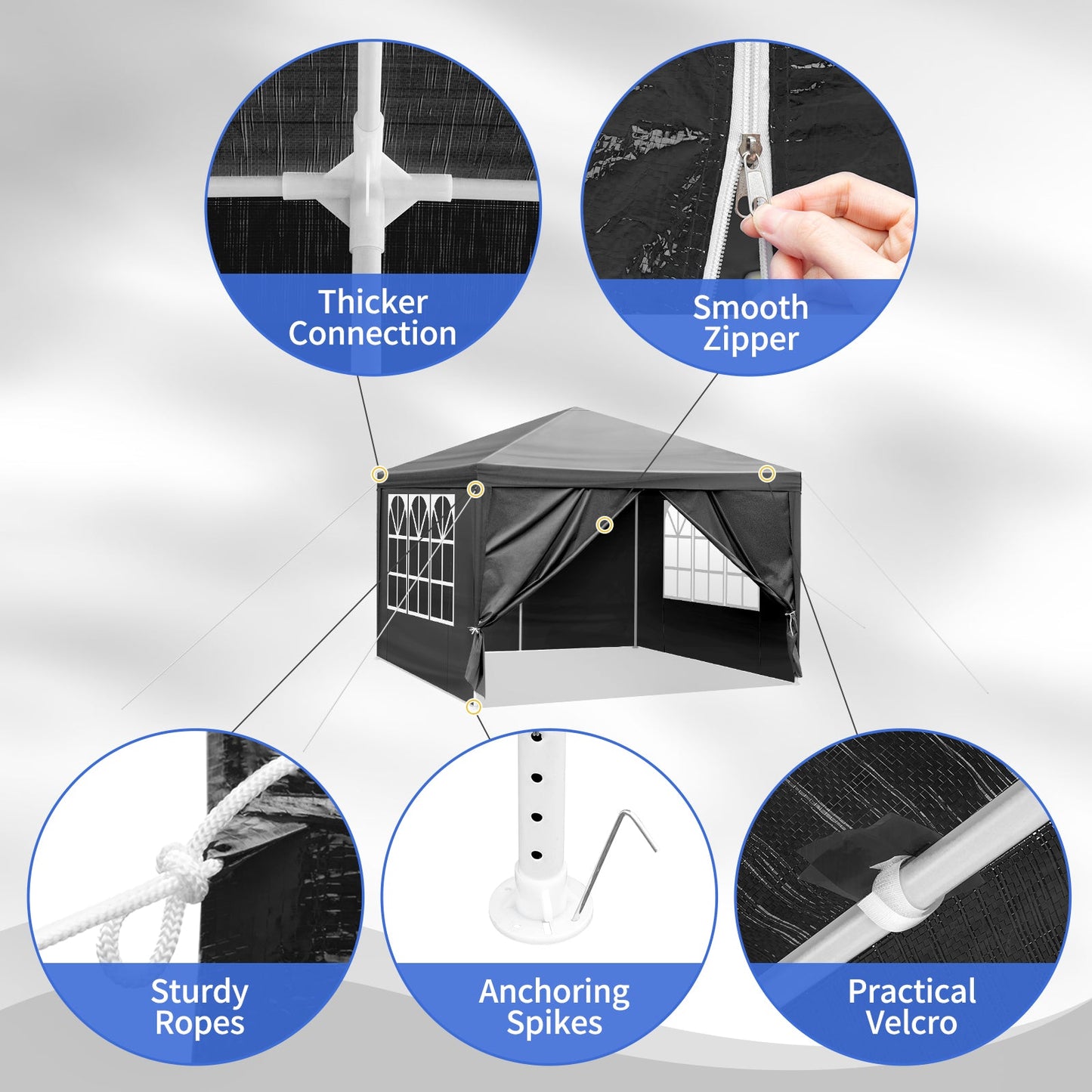 10x10ft Outdoor Party Tent Canopy – Waterproof PE Cloth & Powder-Coated Steel Frame for Weddings, BBQs & Events