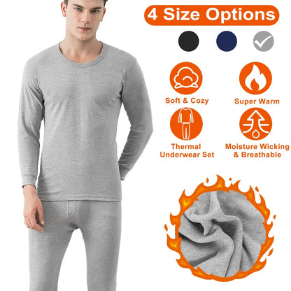 Men's Thermal Underwear Set – Long Johns Top & Bottom, 3 Colors, L–XXL