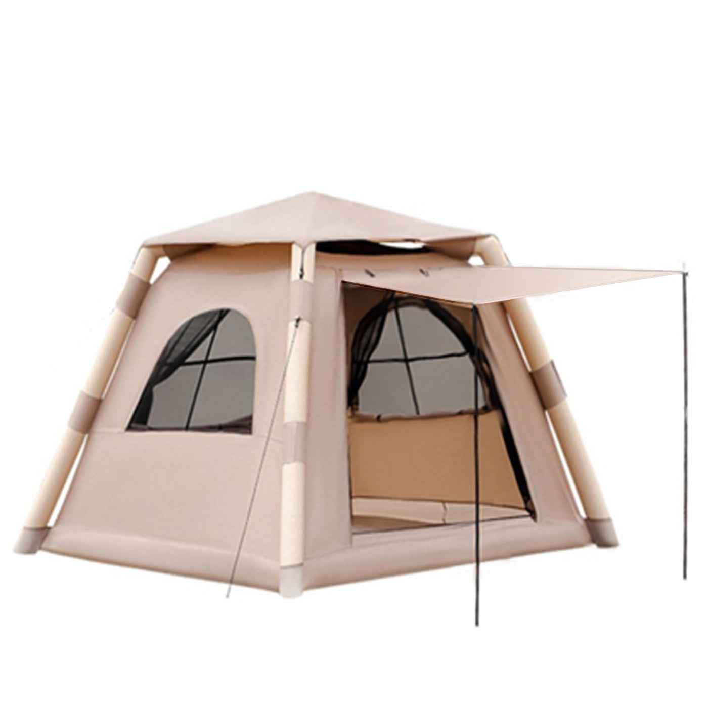2–4 Person Quick-Inflate Camping Tent – Waterproof Oxford with Mesh Windows & Carry Bag | Khaki