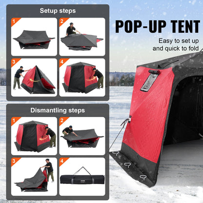 6-8 Person Pop-Up Ice Fishing Shelter | Insulated Weatherproof Shanty Tent