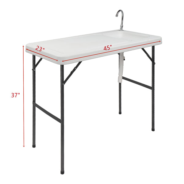 Folding Fish Fillet Table with Built-In Sink & Faucet | Portable Outdoor Cleaning Station