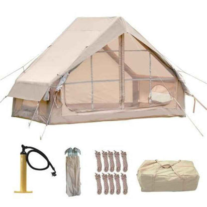 4–6 Person Inflatable Luxury Camping Tent – 4-Season 410D Oxford with 12 Mesh Windows & Pump