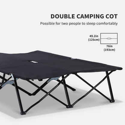 2-Person Folding Camping Cot | 50" Extra Wide Elevated Sleeping Cot, 300 lb Capacity