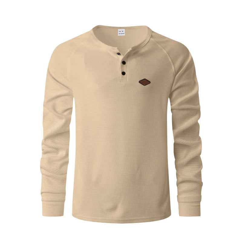 Men's Waffle Knit Raglan Pullover – Loose Fit, 6 Colors, S–XXXL
