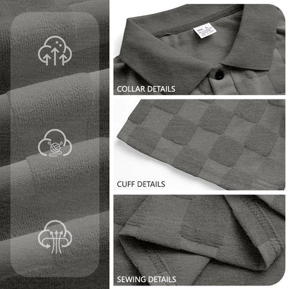 Men's Jacquard Lapel Collar Loose Fit Polo Shirt