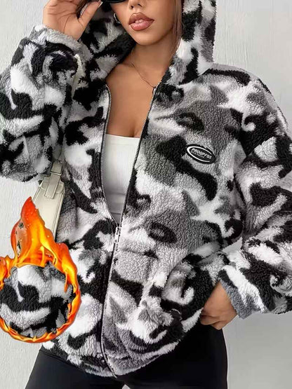 Men's Plush-Lined Camouflage Warm Jacket – Fleece Interior Outerwear