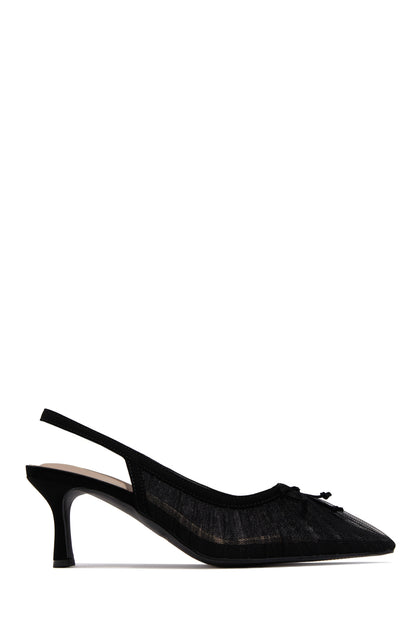 Daphne Slingback Mid Heel Pumps - Black