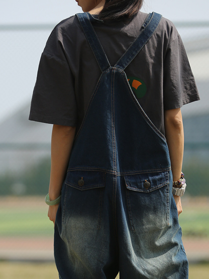Chic & Relaxed Women's High Waist Denim Dungarees | Eva Trends