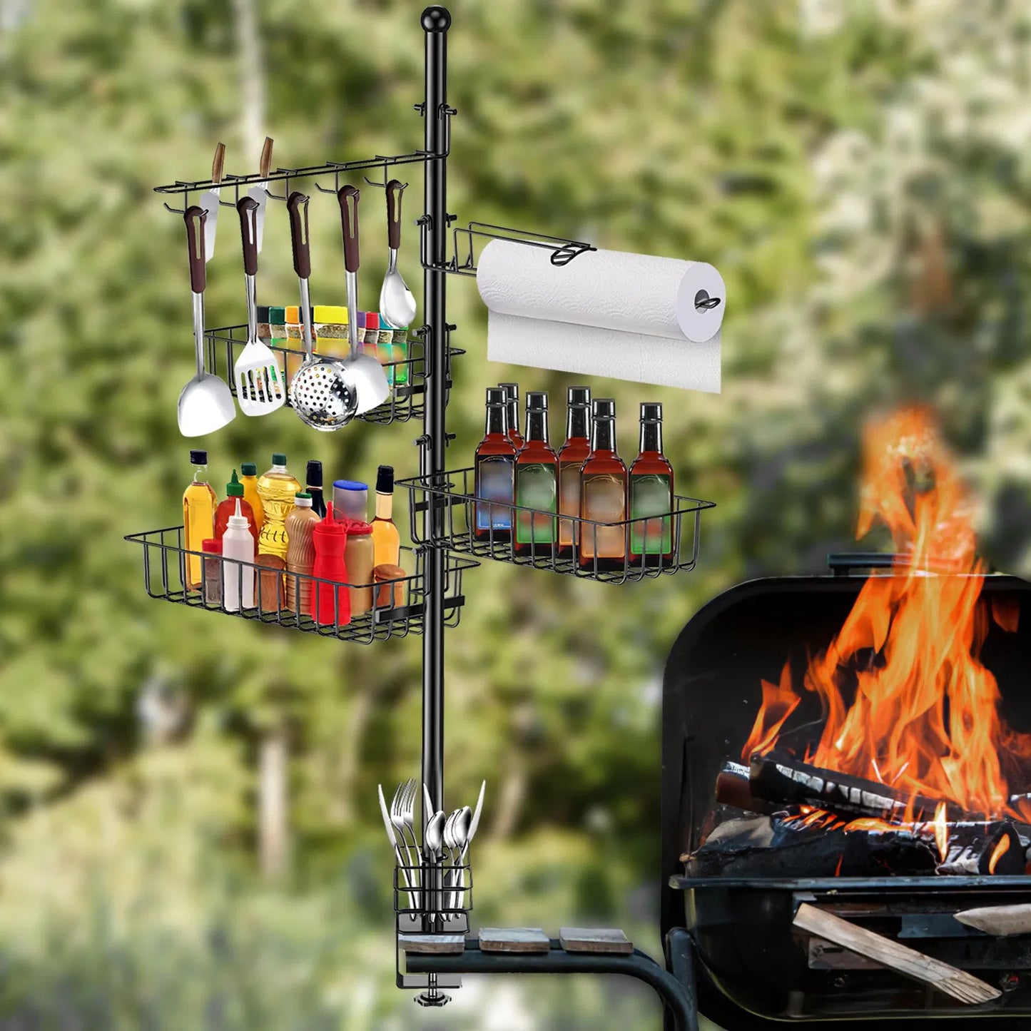 Griddle Caddy with Paper Towel Holder – Outdoor Grill Organizer