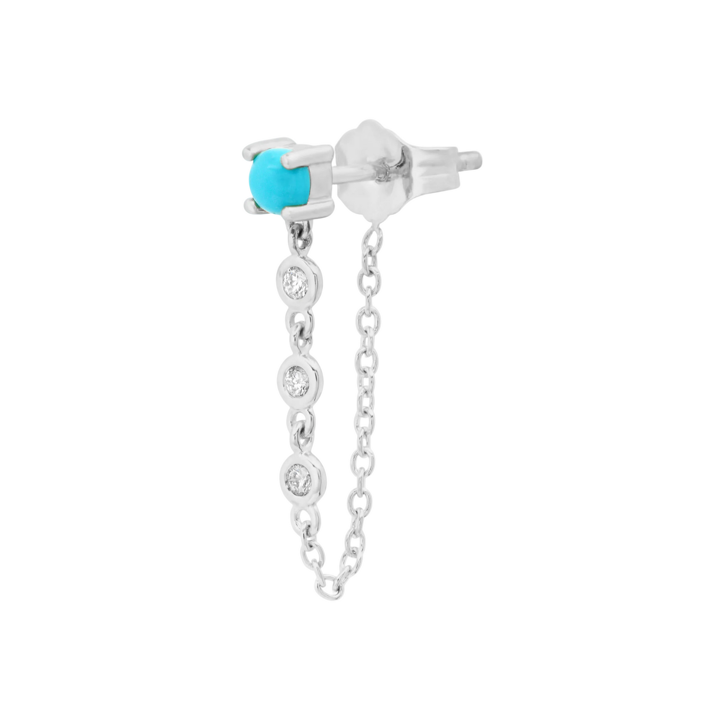Gemstone Stud with Diamond Chain