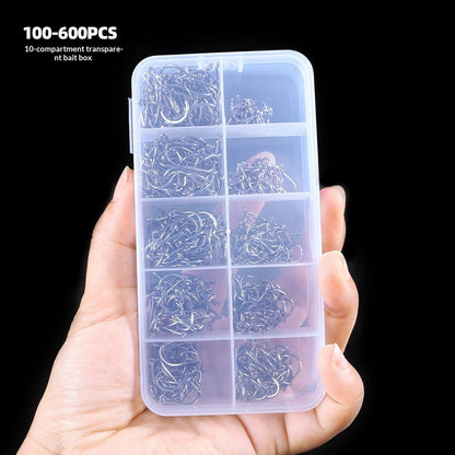 Alloy Fishhook Set with Eye – Sizes 3–12, Boxed (100 to 2000 Pieces)