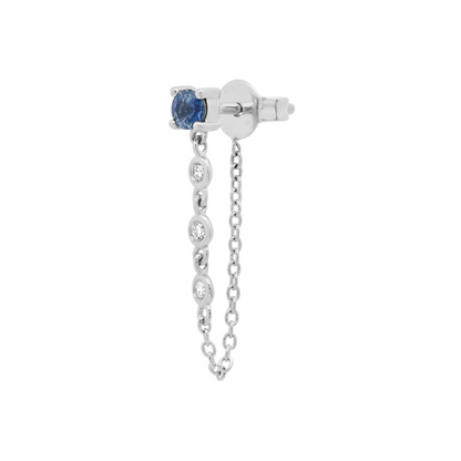 Gemstone Stud with Diamond Chain
