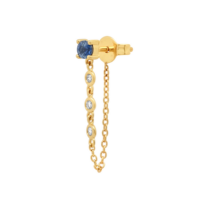 Gemstone Stud with Diamond Chain