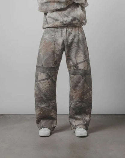 Men's Leaf Camo 3D Print Casual Pants – Straight-Leg Drawstring Trousers