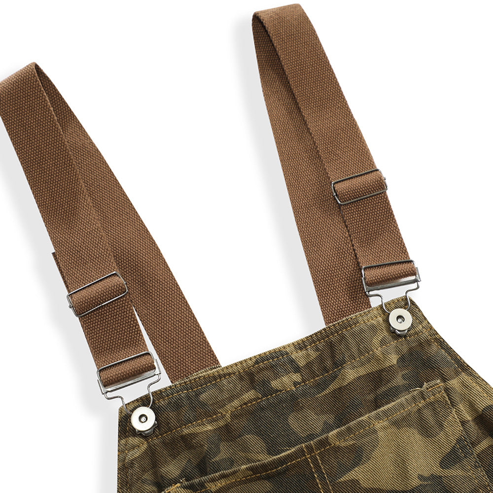 Men's Camouflage Denim Bib Overalls – Workwear Casual Outdoor Overalls