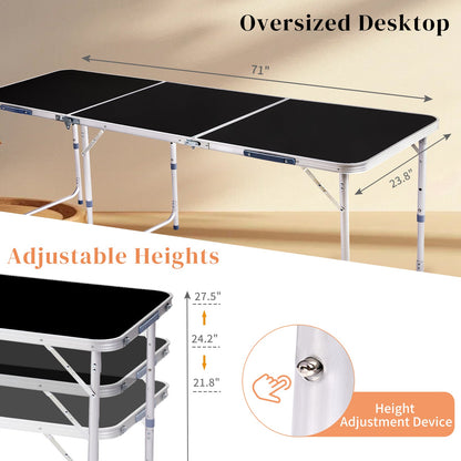 6ft Aluminum Folding Table – Portable Tri-Fold, 110 lb. Capacity