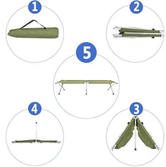 Foldable Camping Cot – Aluminum Frame & Oxford Fabric, 74" Long with Carry Bag for Outdoor Sleeping