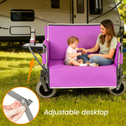 3-in-1 Collapsible Wagon with Bench & Folding Tabletop — 500 lb, 180L
