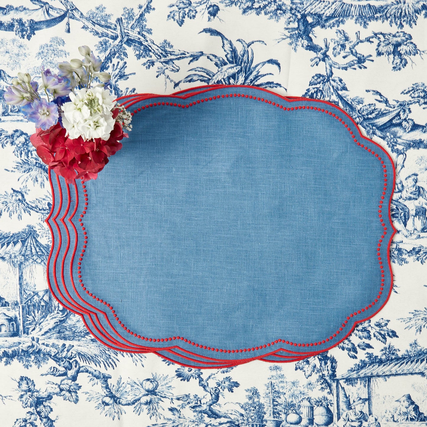 Blue & Red Eloise Placemats (Set of 4)