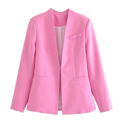 KONDALA Office Lady Beige Women Suits Long Sleeve V Neck Oversized Blazer+High Waist Wide Leg Pants Fashion 2025 Vintage Sets
