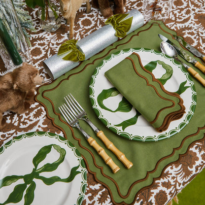 Marilyn Forest Green Bow Starter Plates (Set of 4)
