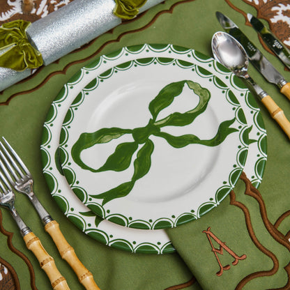 Marilyn Forest Green Bow Starter Plates (Set of 4)