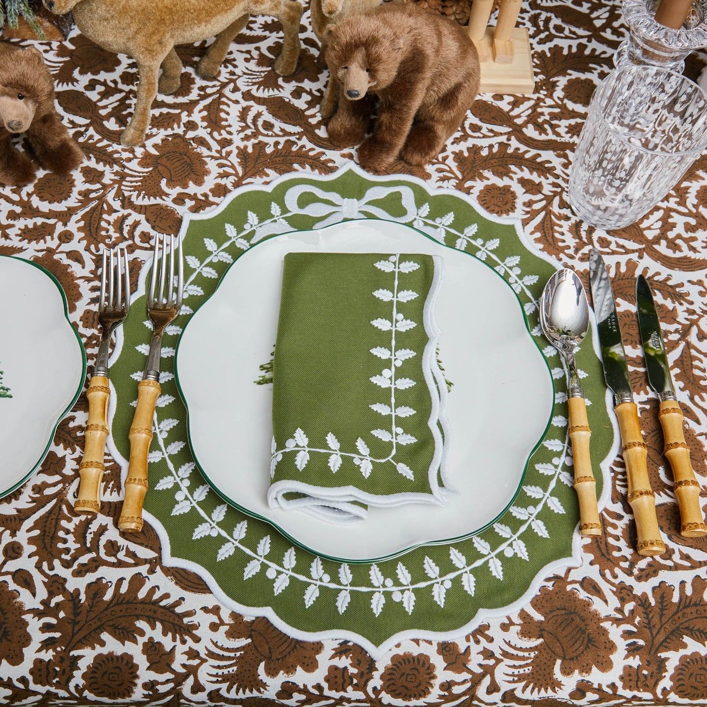 Green Bow Laurel Napkins (Set of 4)