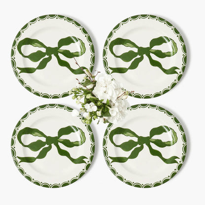 Marilyn Forest Green Bow Starter Plates (Set of 4)