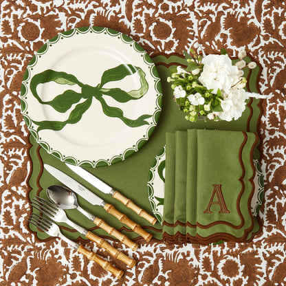 Marilyn Forest Green Bow Dinner Plate