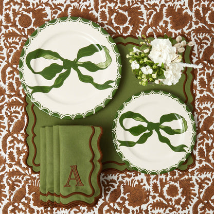 Marilyn Forest Green Bow Dinner Plate