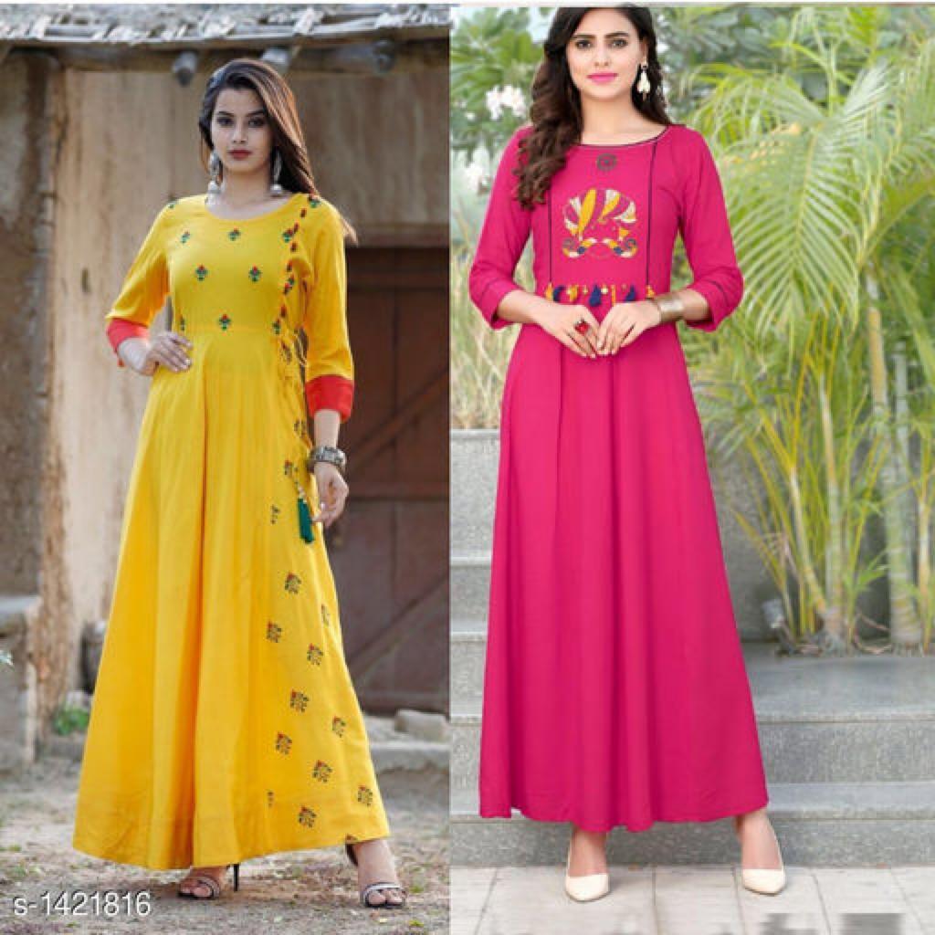 2 Pcs of Ariya Designer Stylish Rayon Kurtis