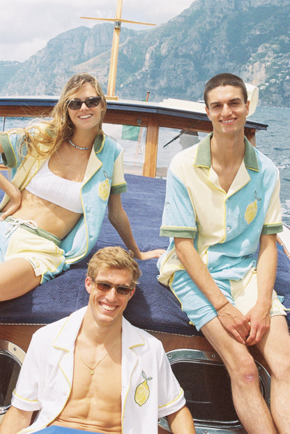 'Le Sirenuse' Limoncello Cabana Shorts (Color Block)