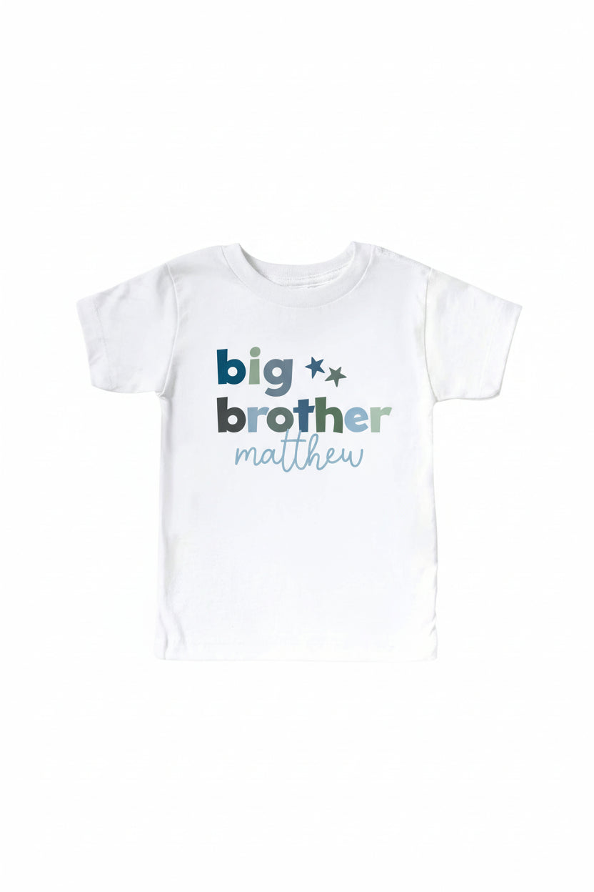 Personalized Big Sibling Kids Graphic Tee | White