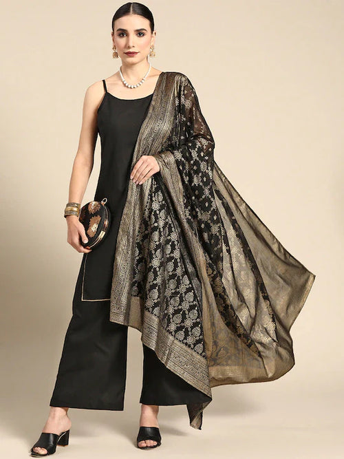 Black Poly Georgette Kurta set