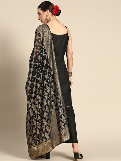 Black Poly Georgette Kurta set