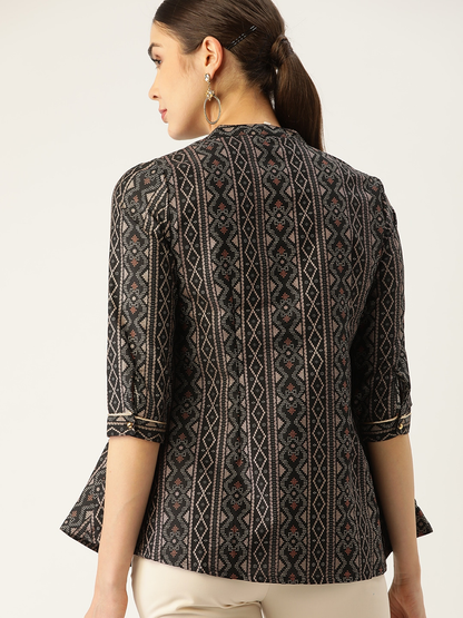 Black & Beige Printed Tunic